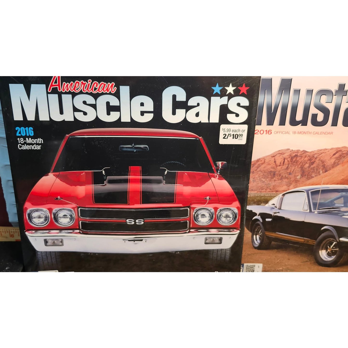 Plato American Muscle Cars & Ford Mustangs 2016 18-Month Wall Calendar Lot of 2