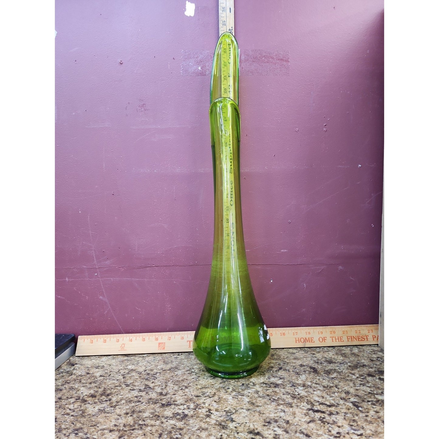 Vintage Le Smith Glass Swung Smoothie Vase 24 Inch Green