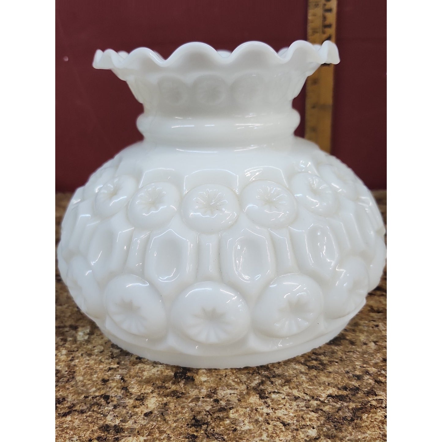 Vintage LE Smith Milk Glass Moon & Star Lamp Shade 6 3/4" Fitter 6" tall