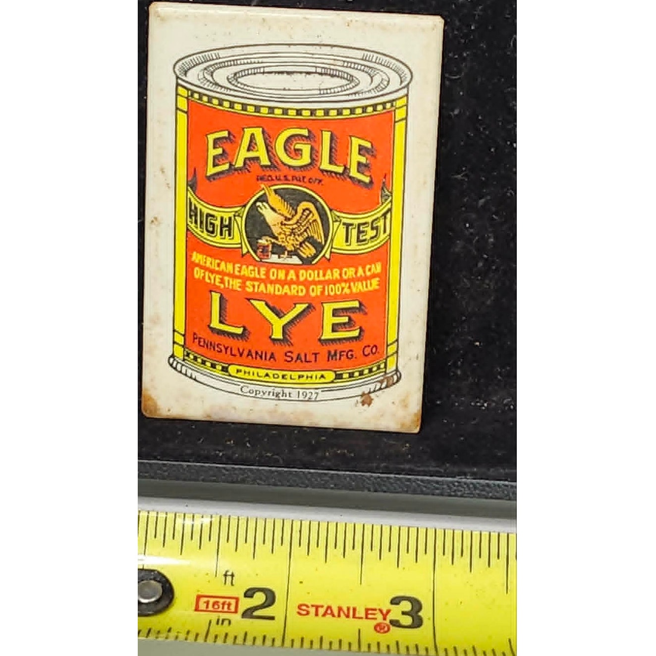 Vintage 1927 Eagle High Test Lye Advertising Pocket Mirror Celluloid USA