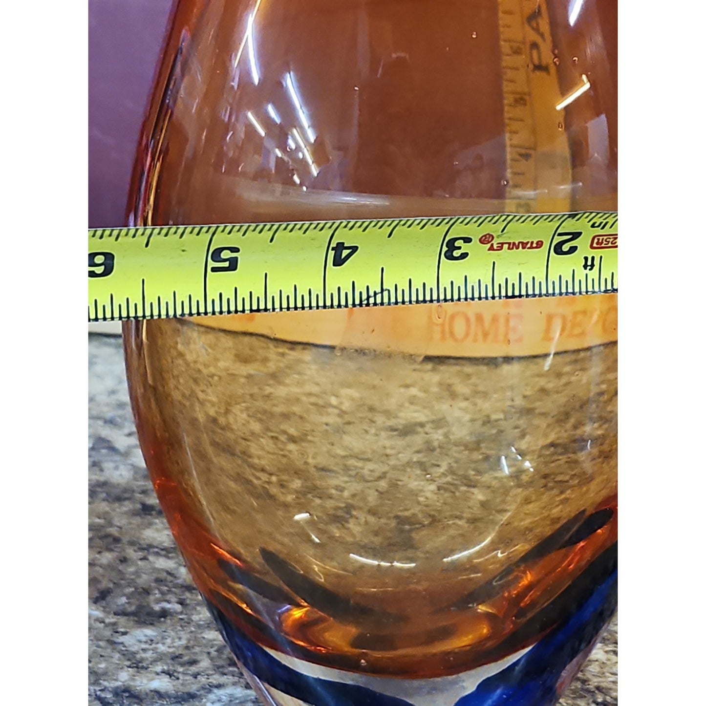 Blue Vintage Murano Style Teardrop Art Glass Vase, 12"