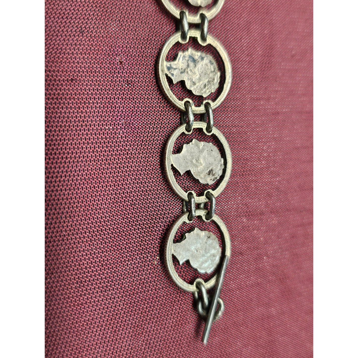 Vintage Late 1930s–Early 1940s Dutch Coin Sterling Silver Link Bracelet