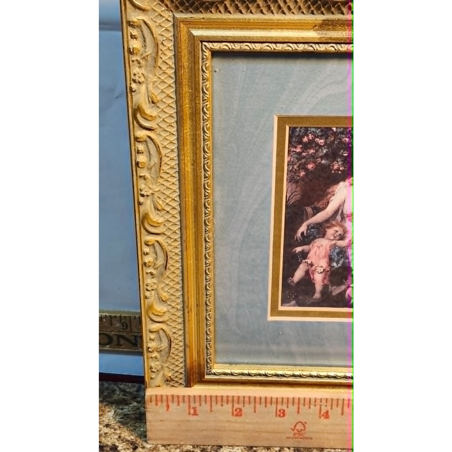 VTG Gallery Graphics The Offering Cherub Franz Lefler Framed Print Ornate Gold