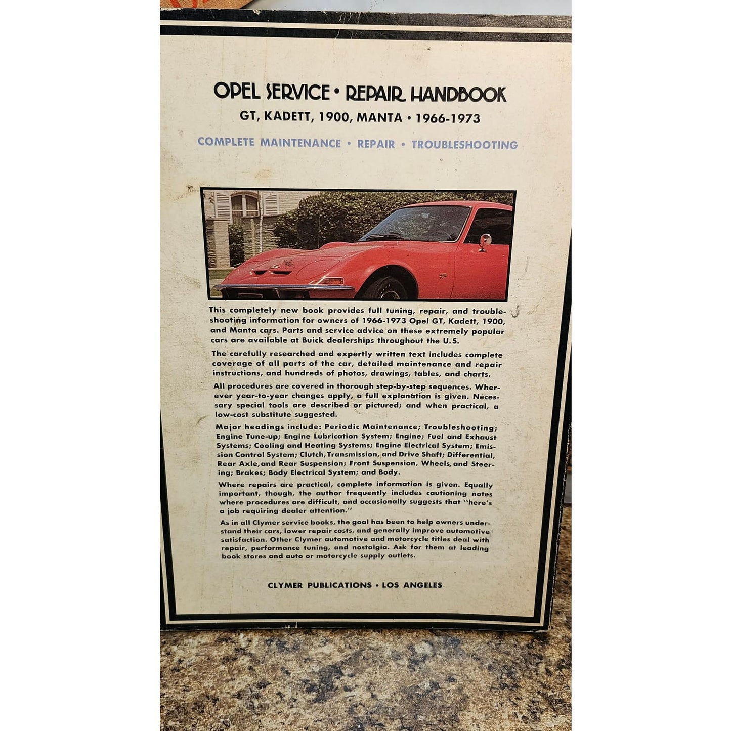 Clymer Opel Service Repair Handbook GT Kadett 1900 Manta 1966-1973 Manual