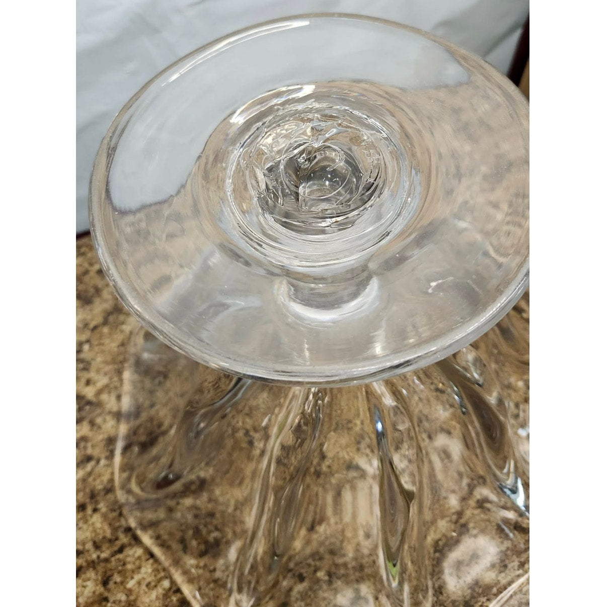 Vintage Clear Glass Fluted Pedestal Compote Centerpiece Bowl Scalloped 9.5" Tall