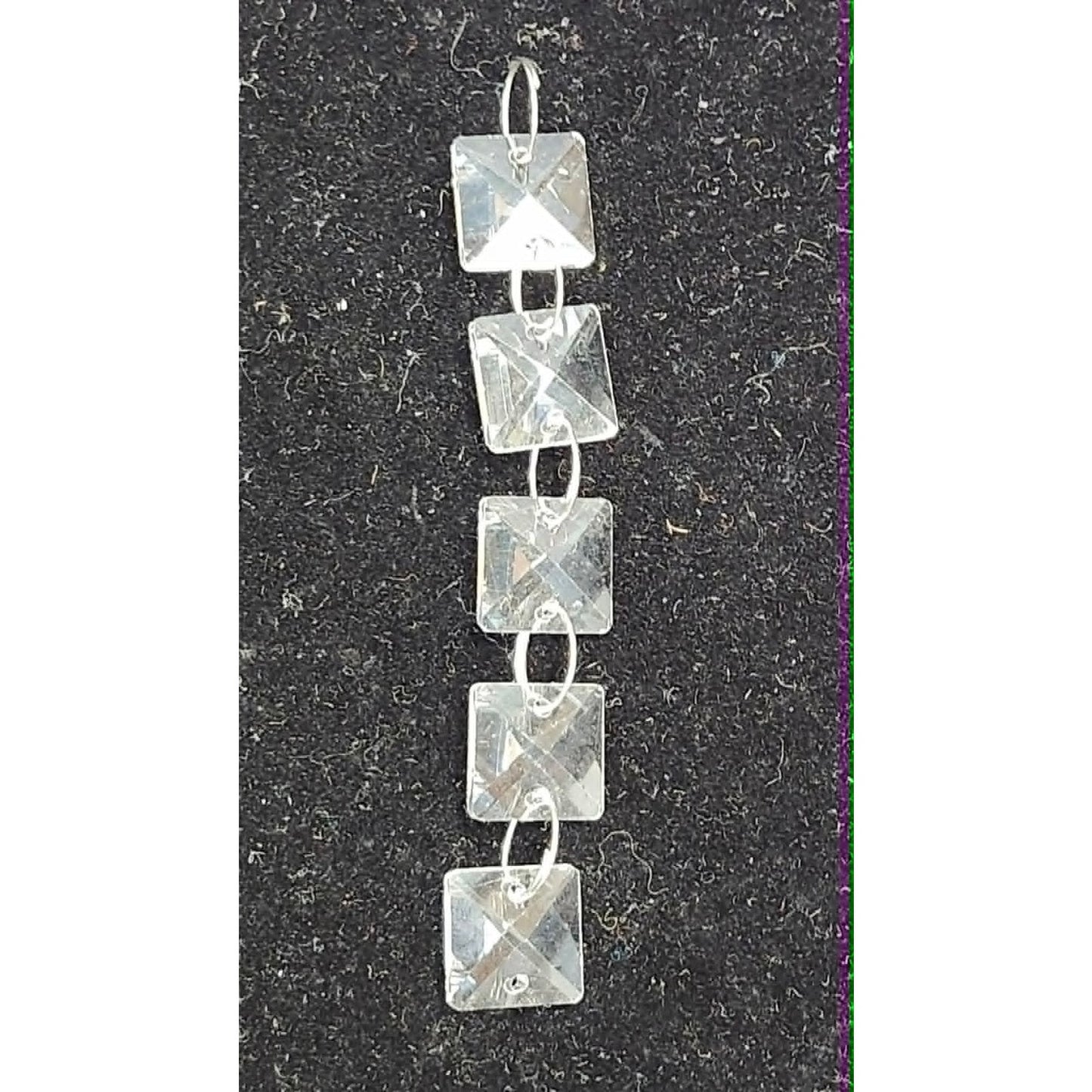 Vintage Chandelier Crystal Beads Prism Chains Clear Glass Square Parts Lot of 30
