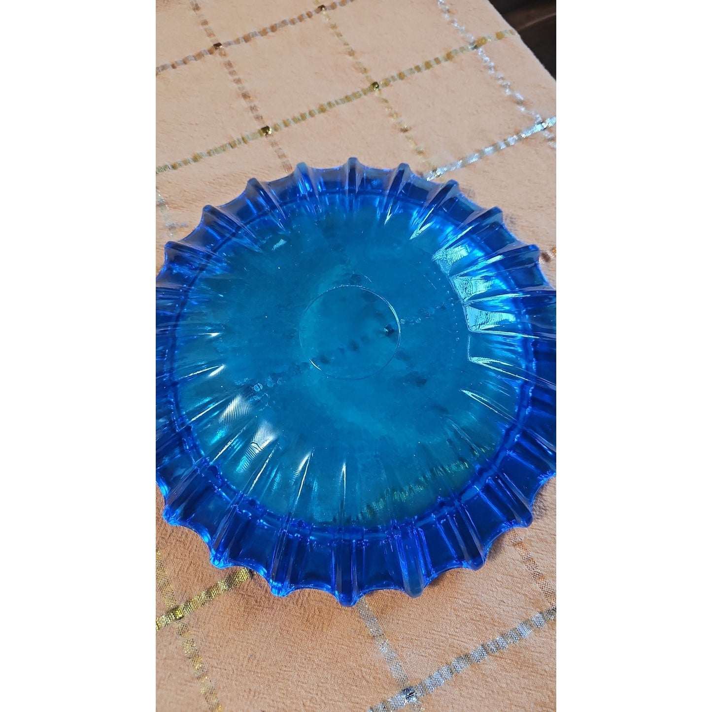 VTG Fostoria Electric Blue Glass Ashtray 1970s Art Glass MCM Tobaccoroliana