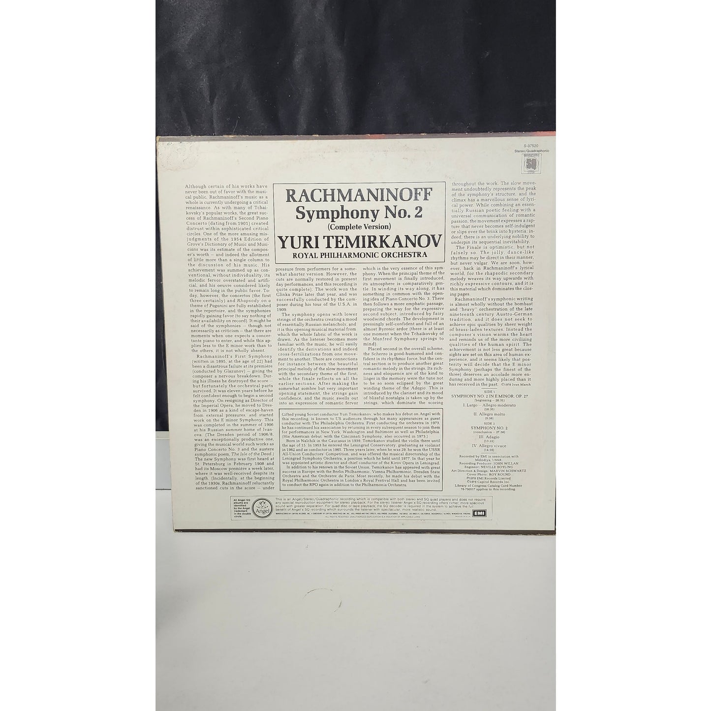 Rachmaninoff Symphony No 2 Complete Version Yuri Temirkanov LP S-37520 1978