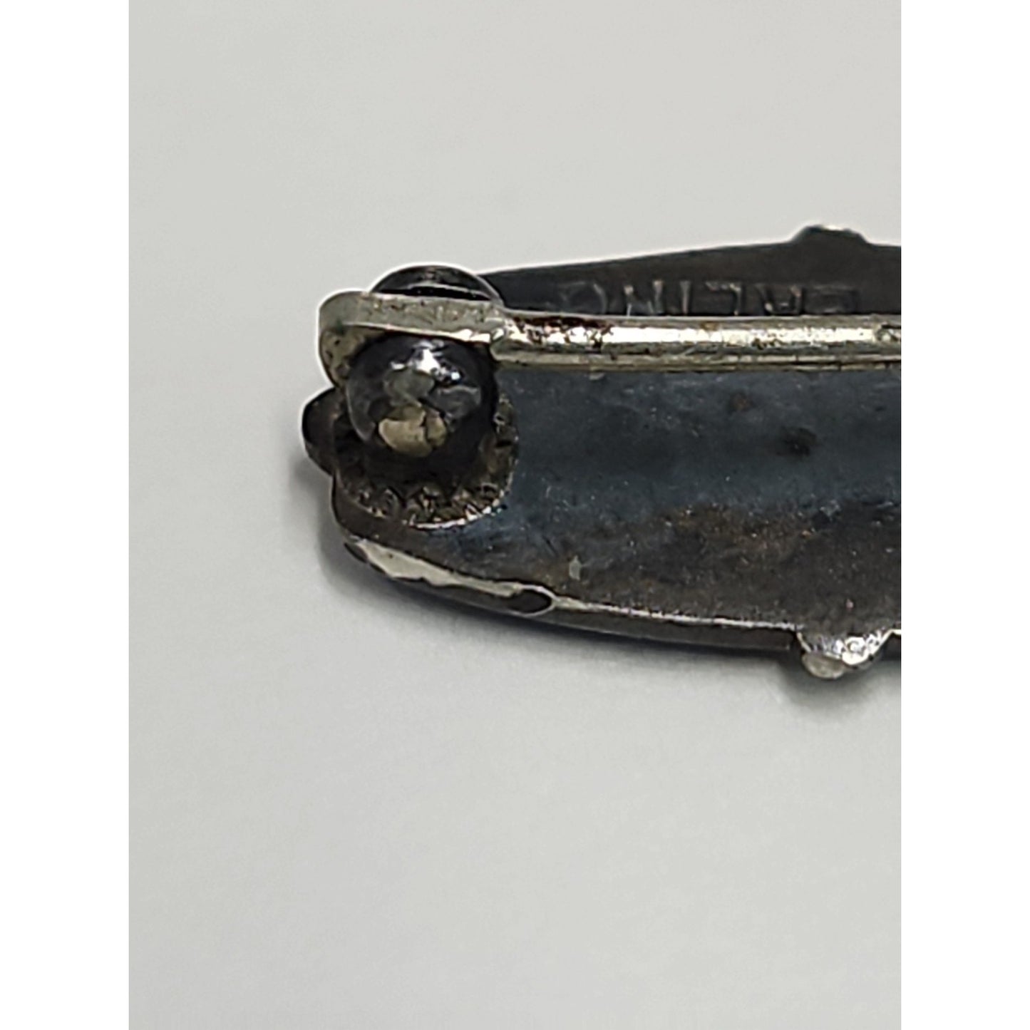 Antique Sterling Silver Guilloche Emanel Floral Brooch Pin FA Hermann