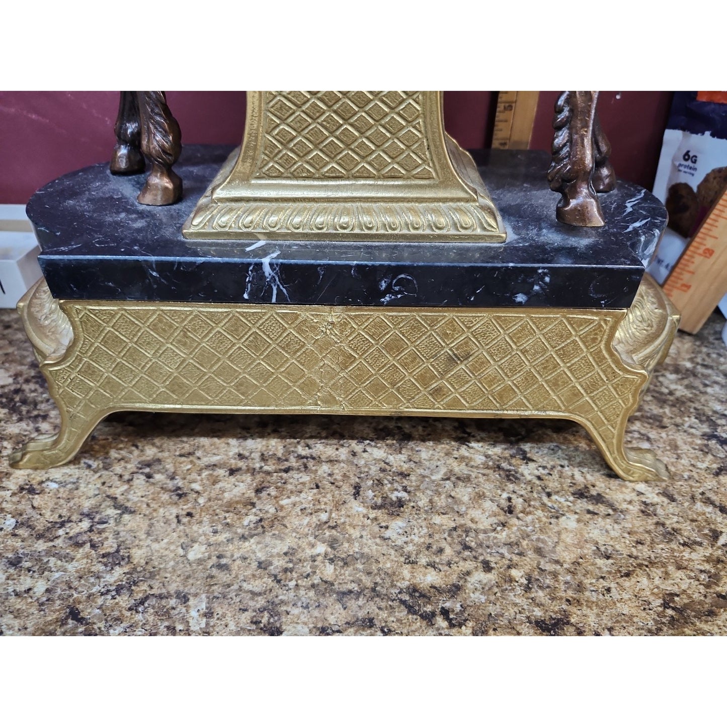 Large Imperial Lancini Italian Made Gilded Bronze & Marble Mantle Clock Satyrs