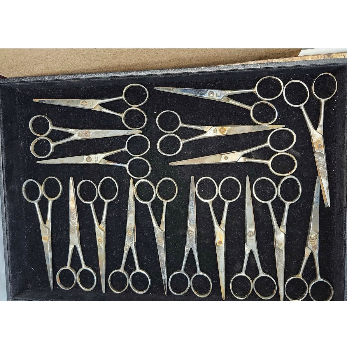 Vintage Hair Shears Scissors Bulk Lot 19 Piece Steel Salon Barber Cutting Tools