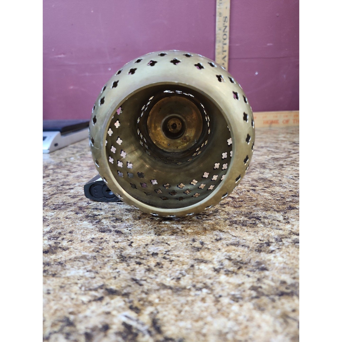 Vintage Retro Solid Brass Hurricane Candle Holder,Mid Century Bohemian