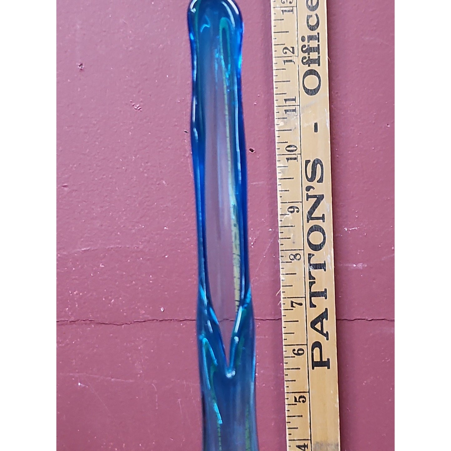 Vintage Viking Glass 11.5" Bluenique Epic Petal Swung Vase MCM Bud Vase