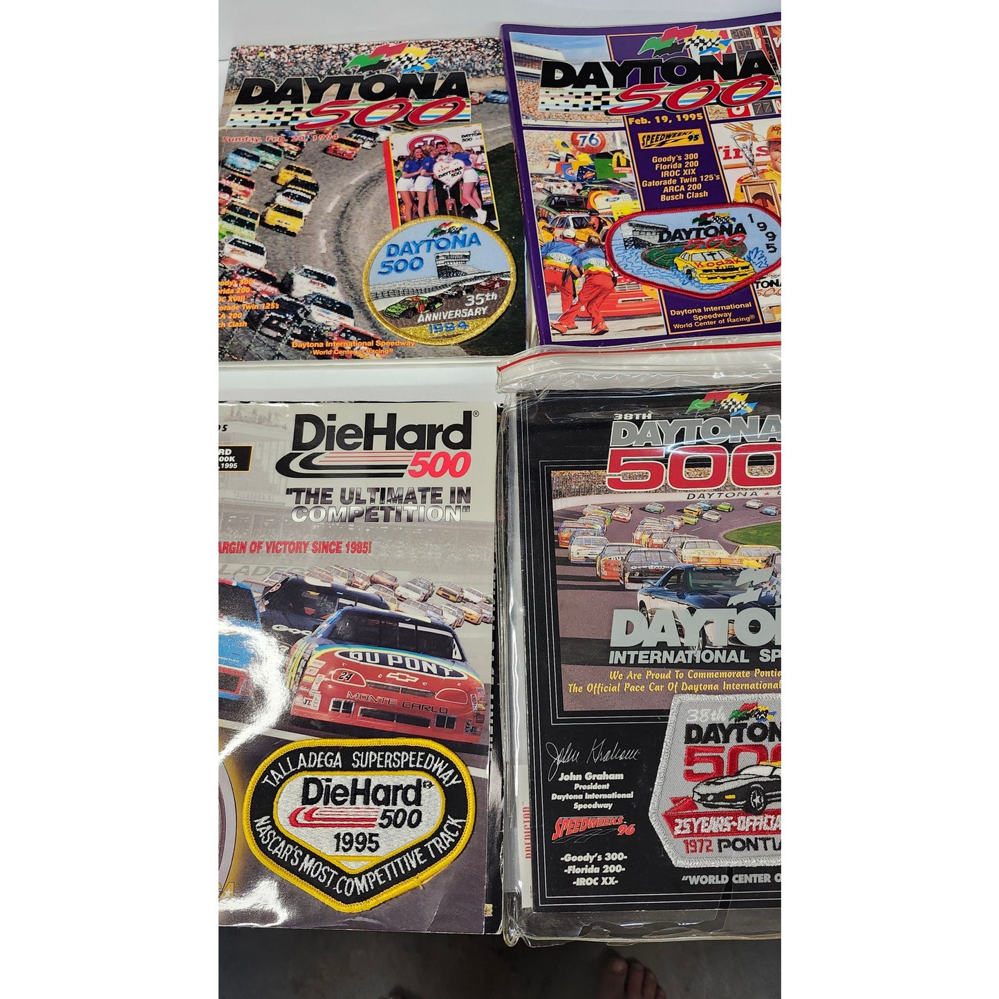 Vtg NASCAR Program Lot Daytona 500 Talladega DieHard 500 1994 1995 1996 Patches
