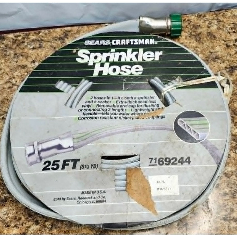 Sears Craftsman Sprinkler Soaker Hose 25ft Gray Garden Lawn Outdoor USA Rare