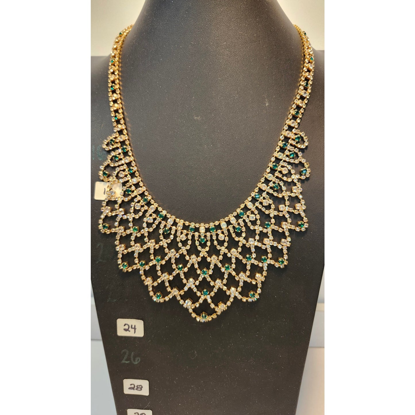 JBK Jackie O Jacqueline Kennedy Collection Camrose & Kross Emerald Bib Necklace