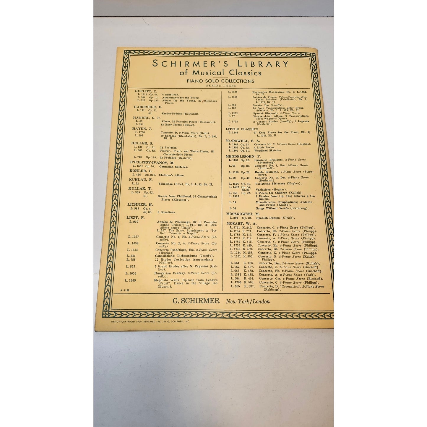 VTG Franz Liszt Annees de Pelerinage Italie Piano Sheet Music Schirmer Vol 911