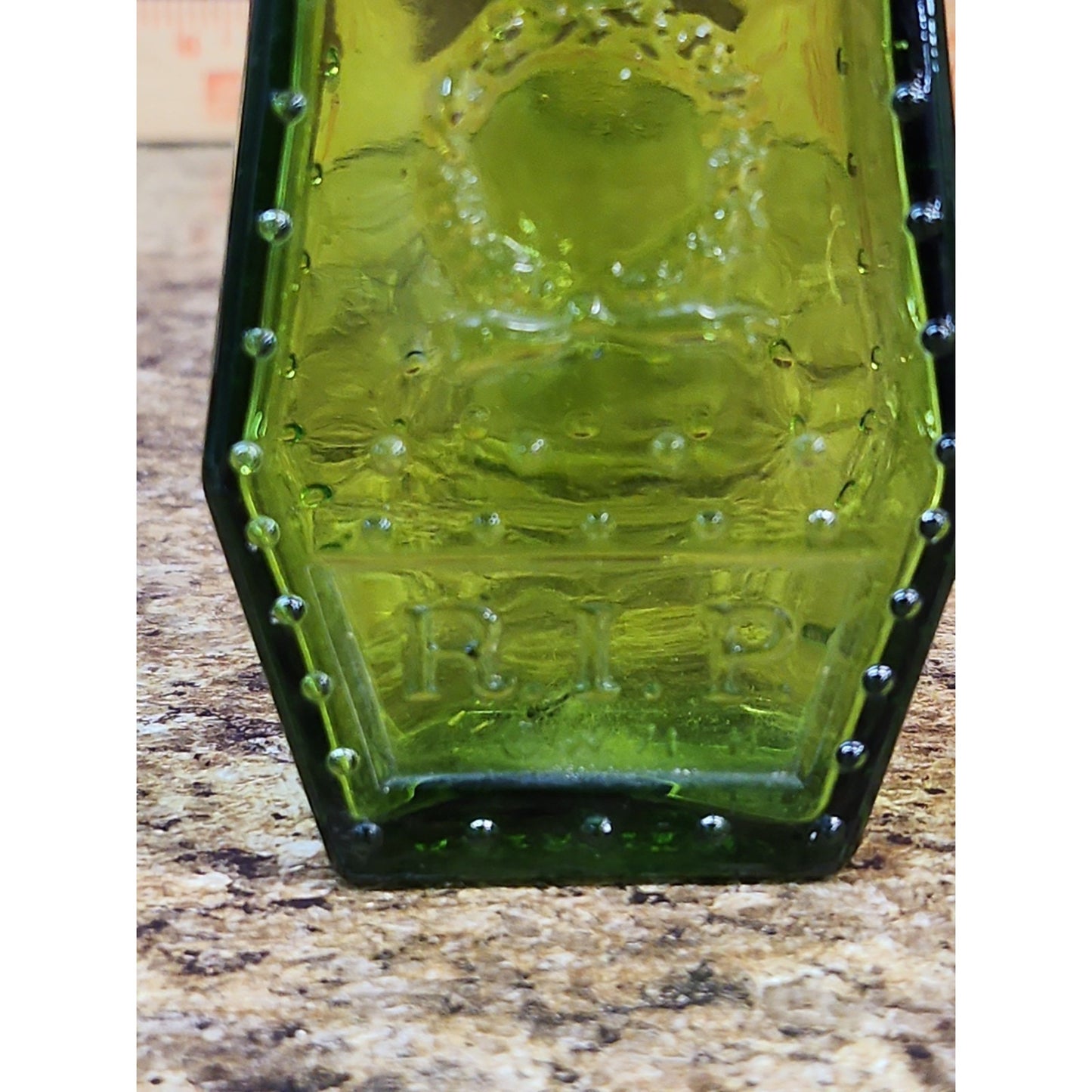 Rare Vintage Poison Medicine Bottle Wheaton Green RIP Coffin Horror Gothic
