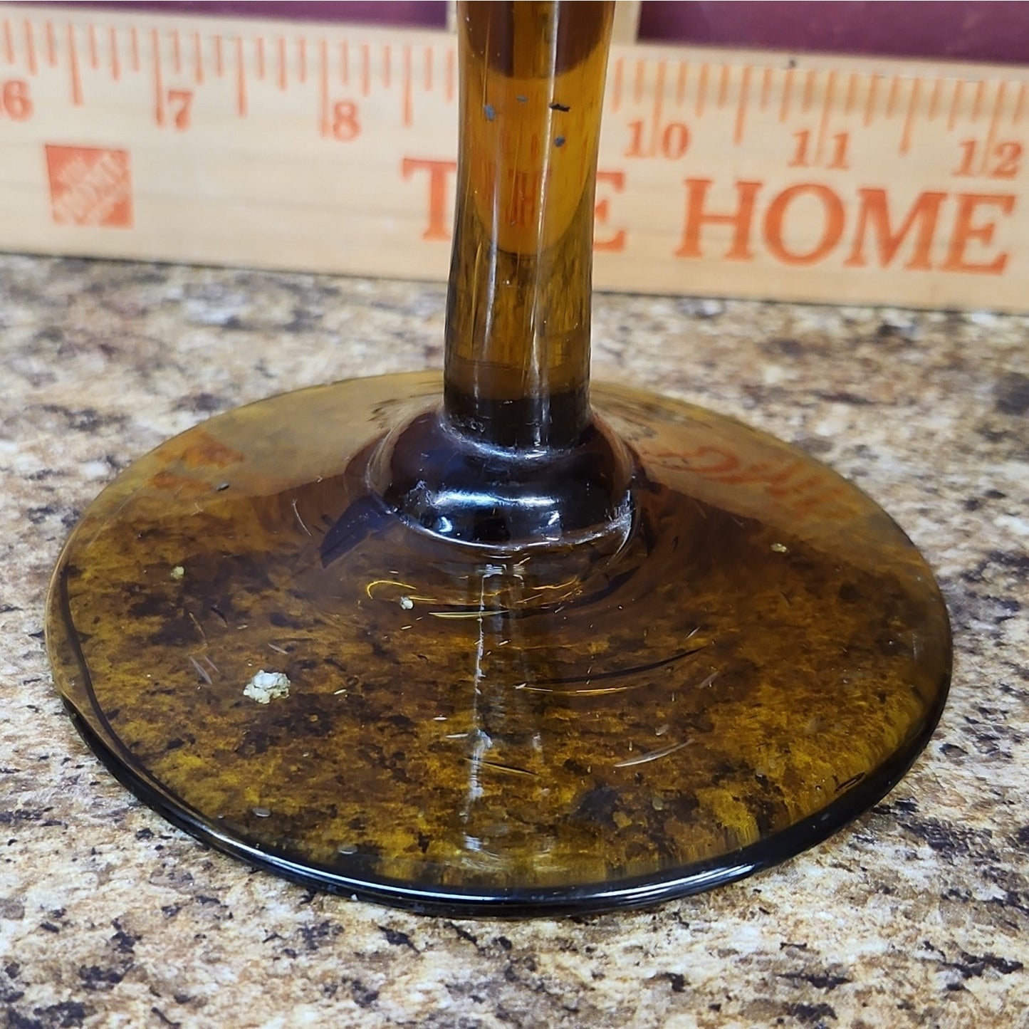 Amber Swirl Art Glass Vase, Hand Blown, Decorative, Glossy Finish, 13 In