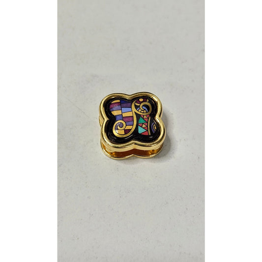 Vintage Michaela Frey Wien Gold Plated Enamel Abstract Clover Pendant Signed