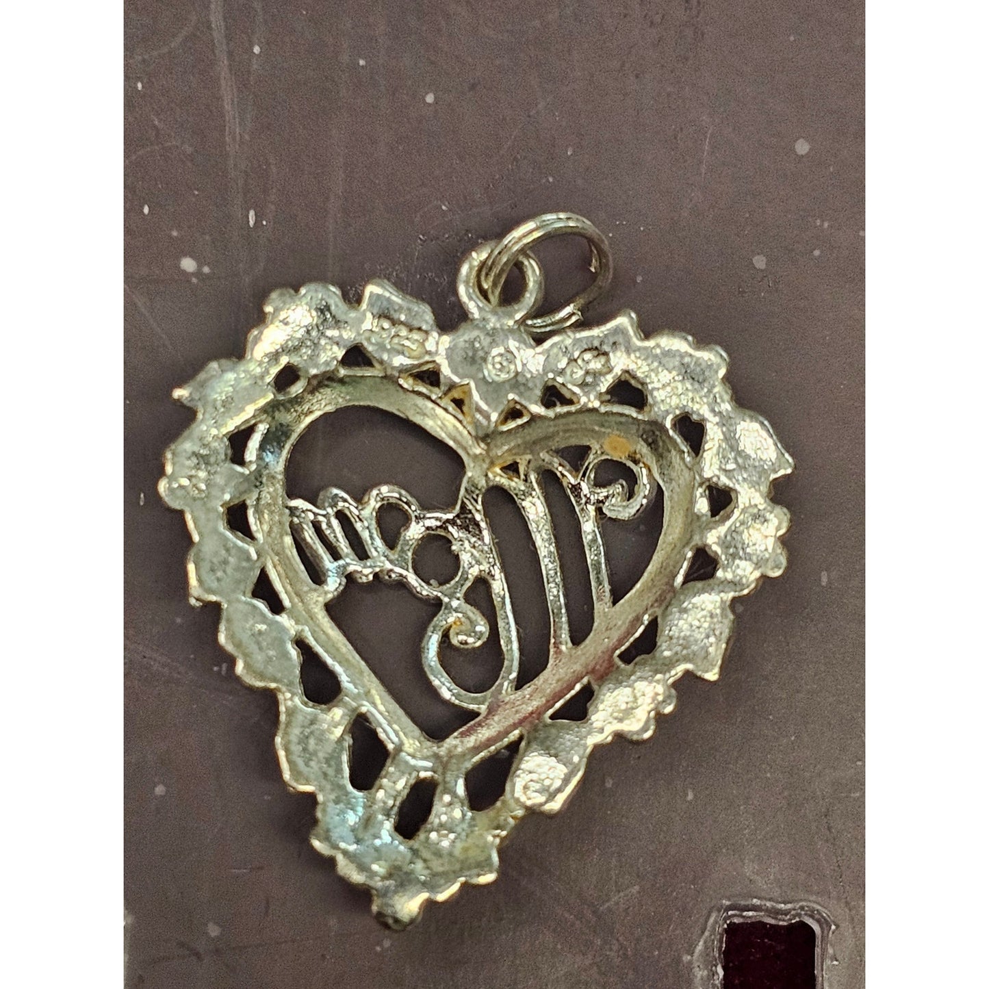 925 Sterling Silver Mom Heart Floral Charm Pendant Mothers Day Gift