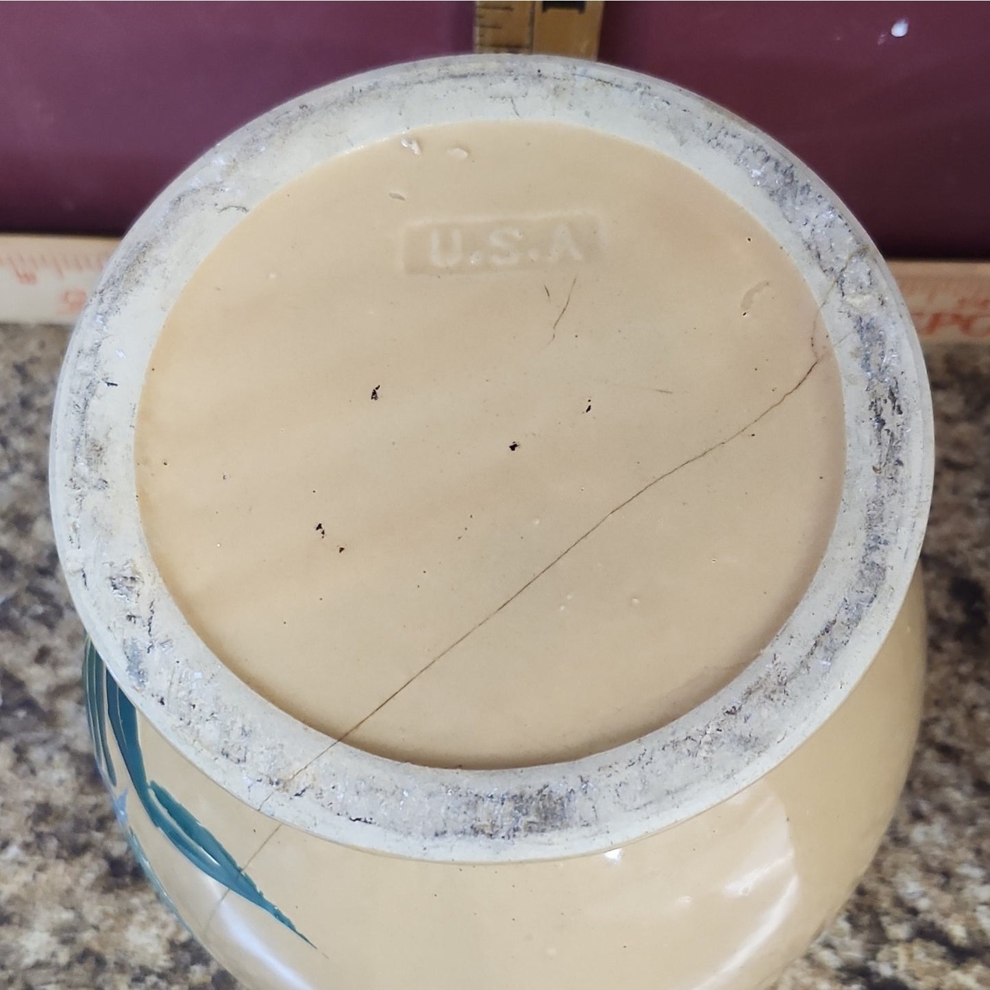 USA Ceramic Art Pottery Cache Pot w/ Floral Pattern & Handles, Glossy, 8.5 In