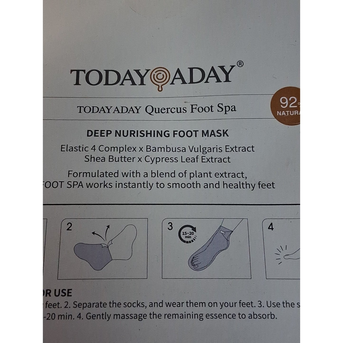 TODAYADAY Quercus Foot Spa Foot Mask Sheet Oak Root Shea Butter 5pcs Exp 09/2026