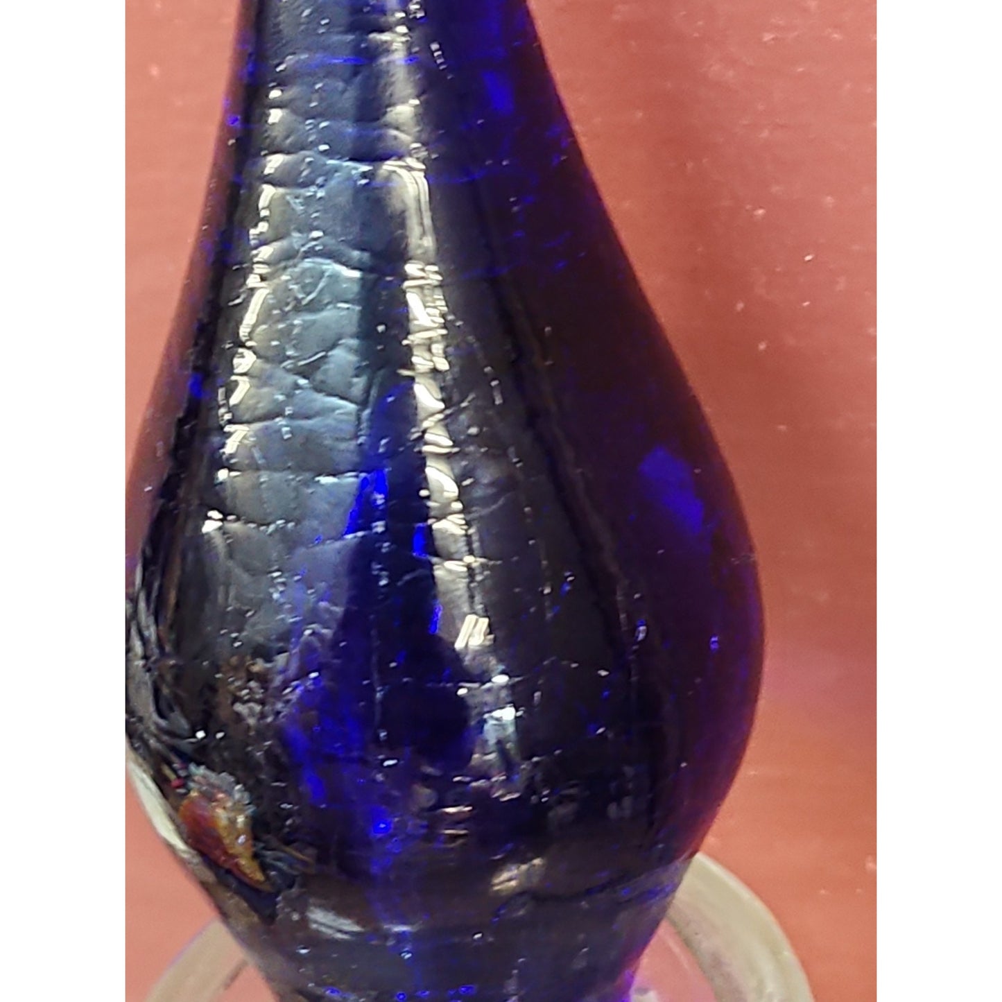 Blenko Colbolt Blue Crackle Glass Stopper