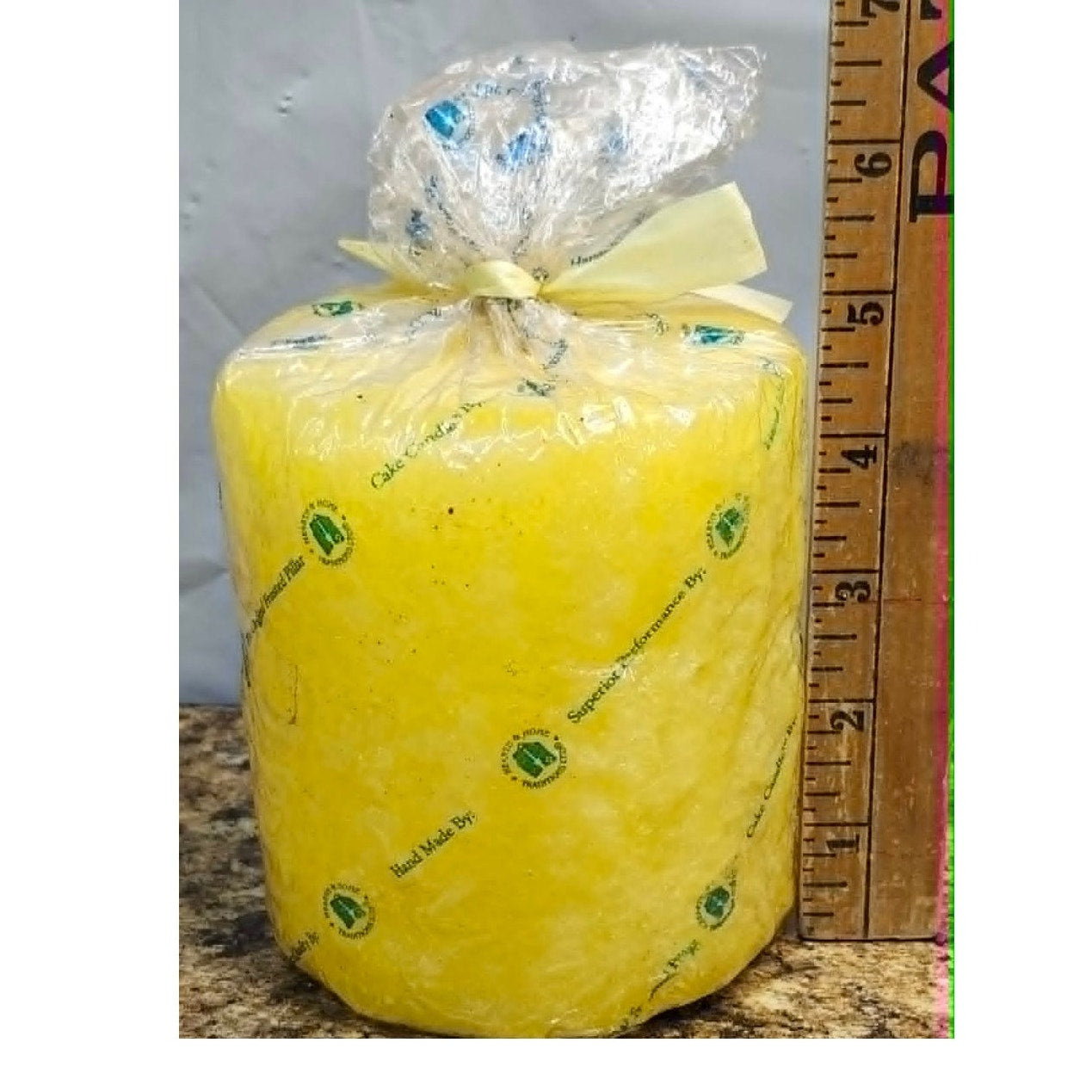 VTG Hearth & Home Traditions The Original Frosted Pillar Scented Candle Yellow