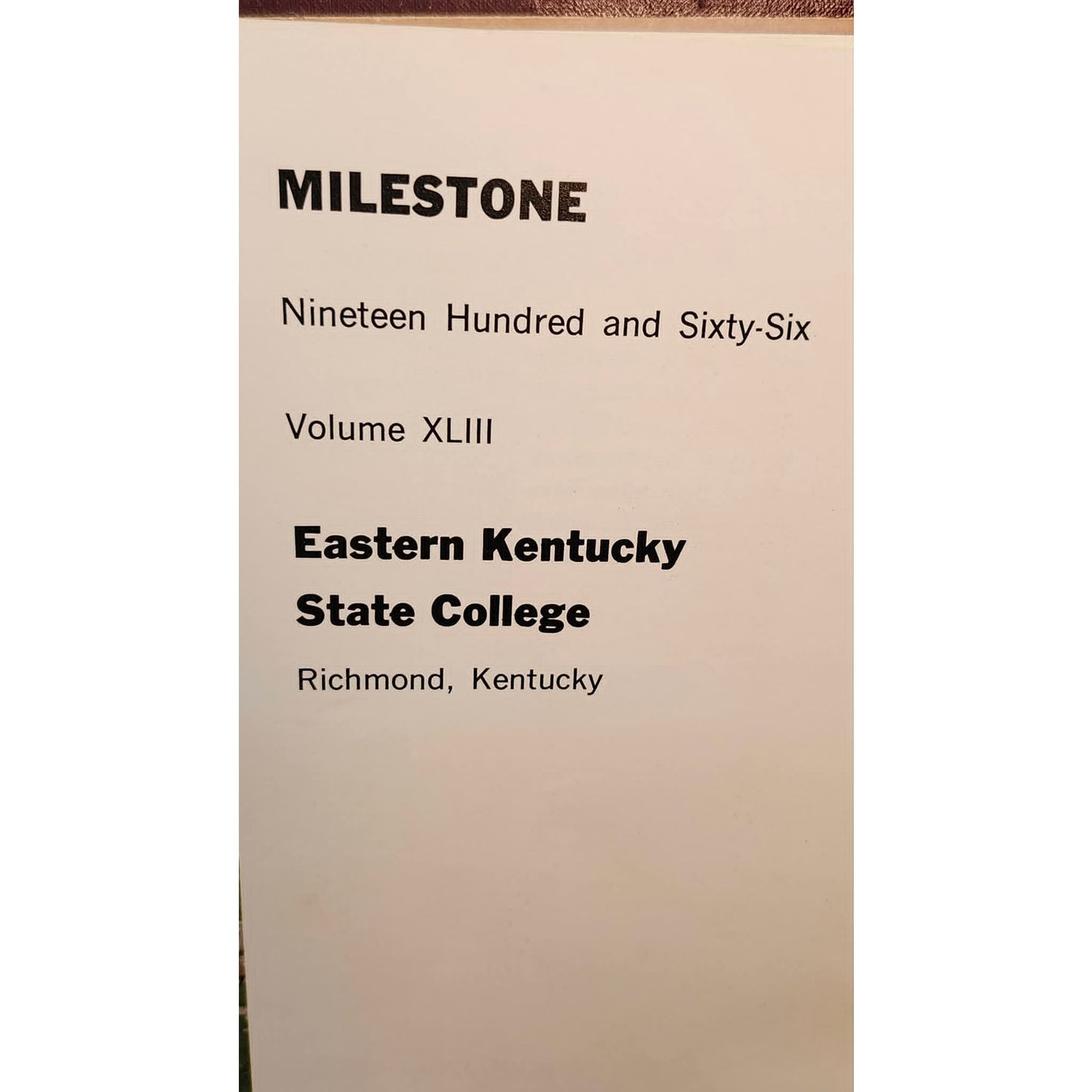 Vintage 1966 Eastern Kentucky University Milestone Yearbook Hardcover Vol 43