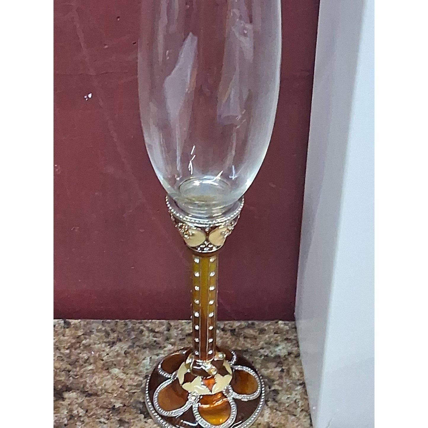 Jere' Wright Luxury Crystal Champagne Flute Sworavski Crystal Enamel