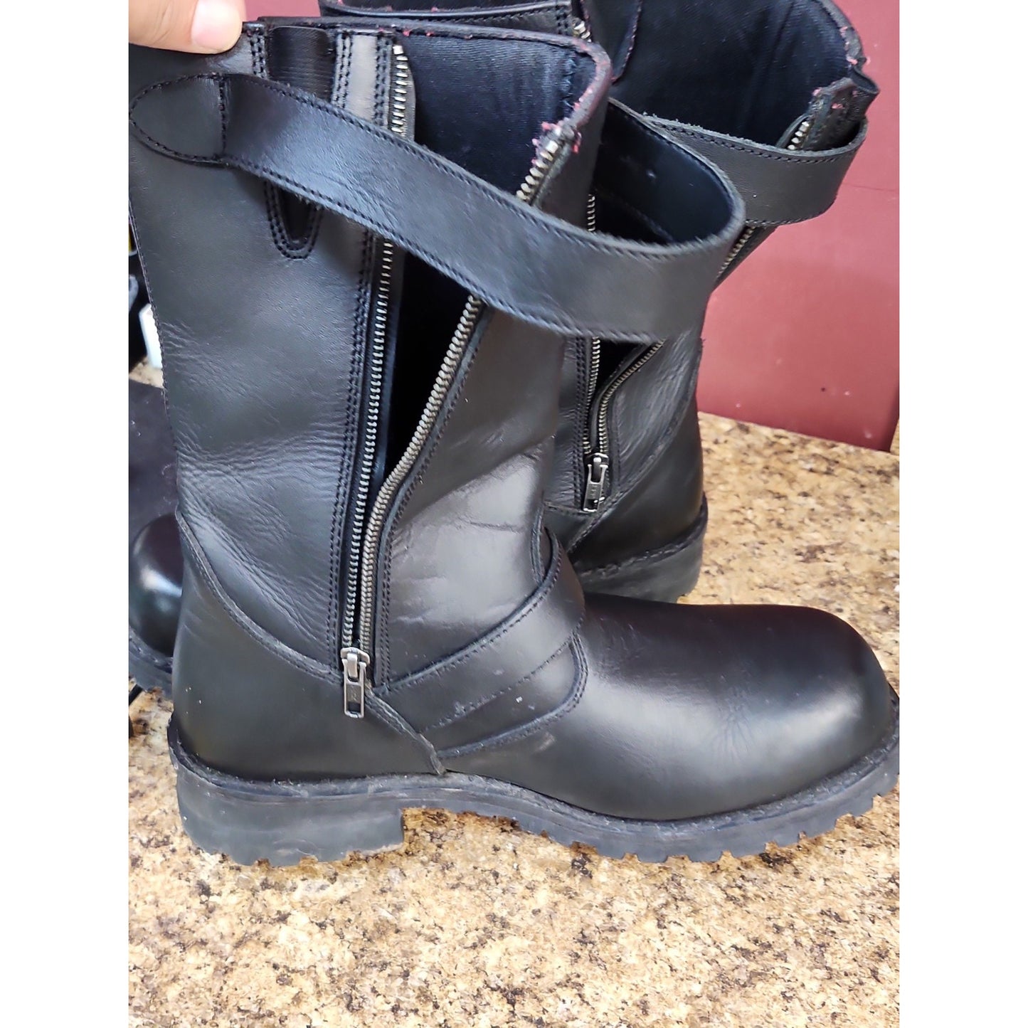 Milwaukee Leather 9020W Men's Black Leather WIDE Width Engineer Motorcycle Boots