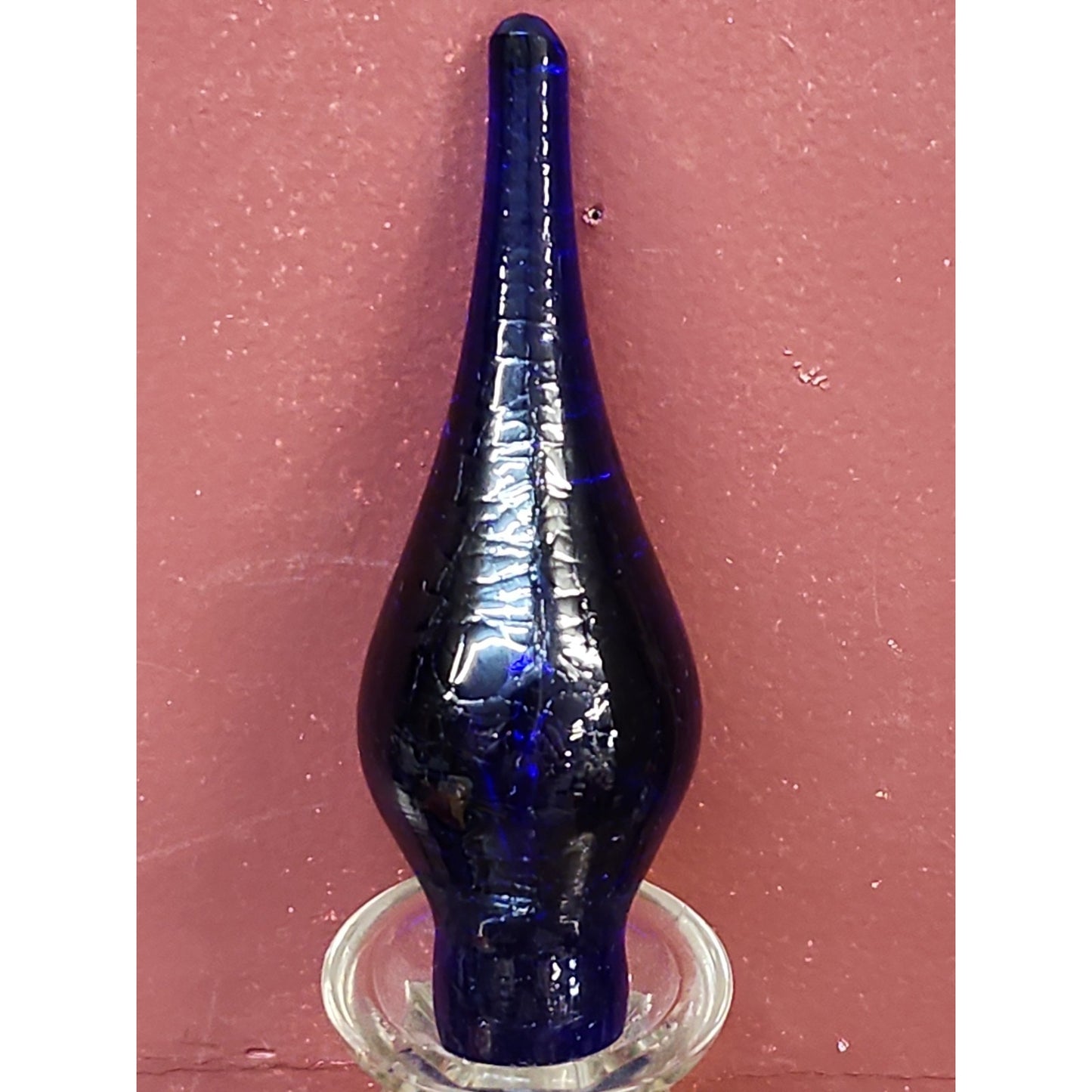 Blenko Colbolt Blue Crackle Glass Stopper