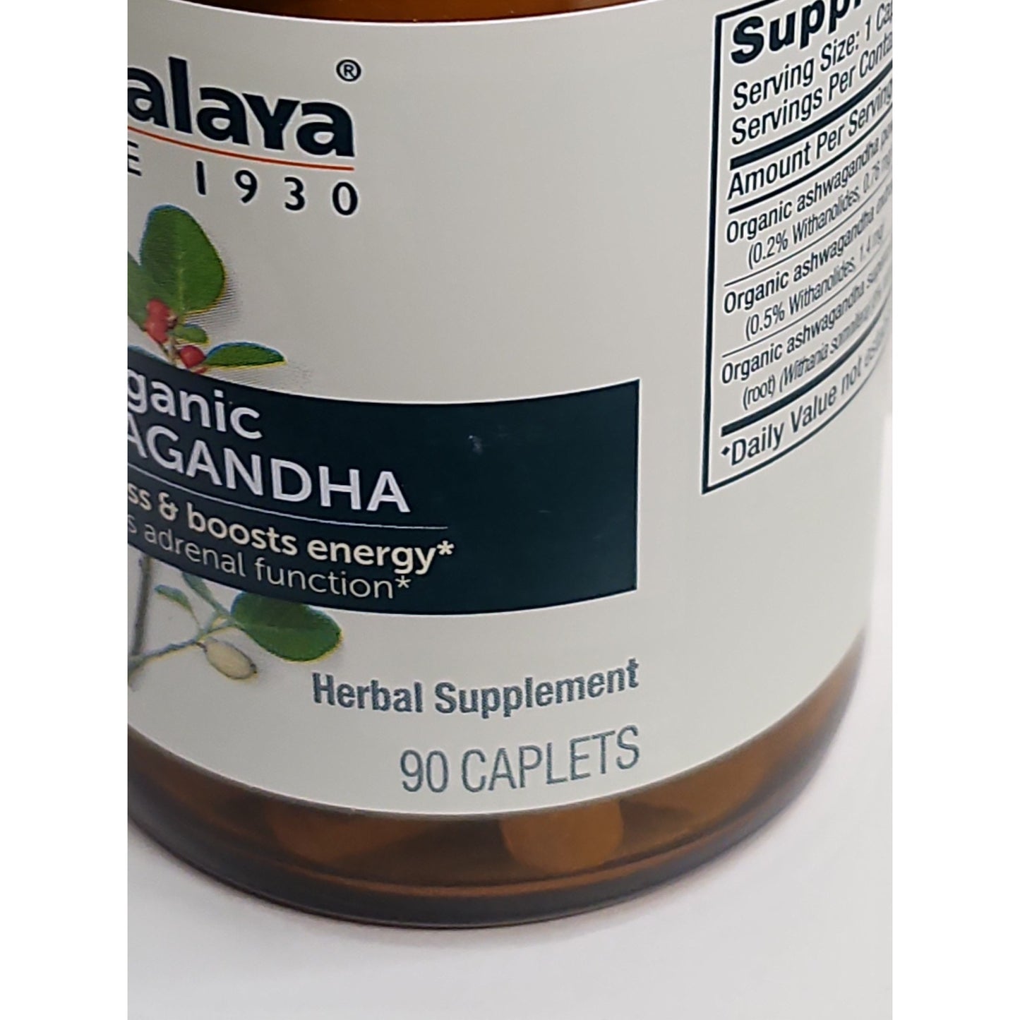 Himalaya Organic Non-GMO Ashwagandha Herbal Supplement 90 Caplets 3 Month Supply