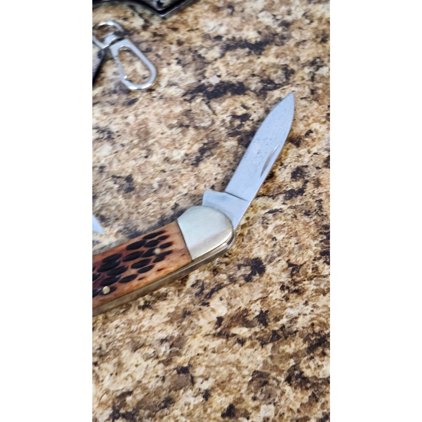 Rough Rider 3 Blade Folding Pocket Knife Brown Bone Handle Stainless Steel Lot