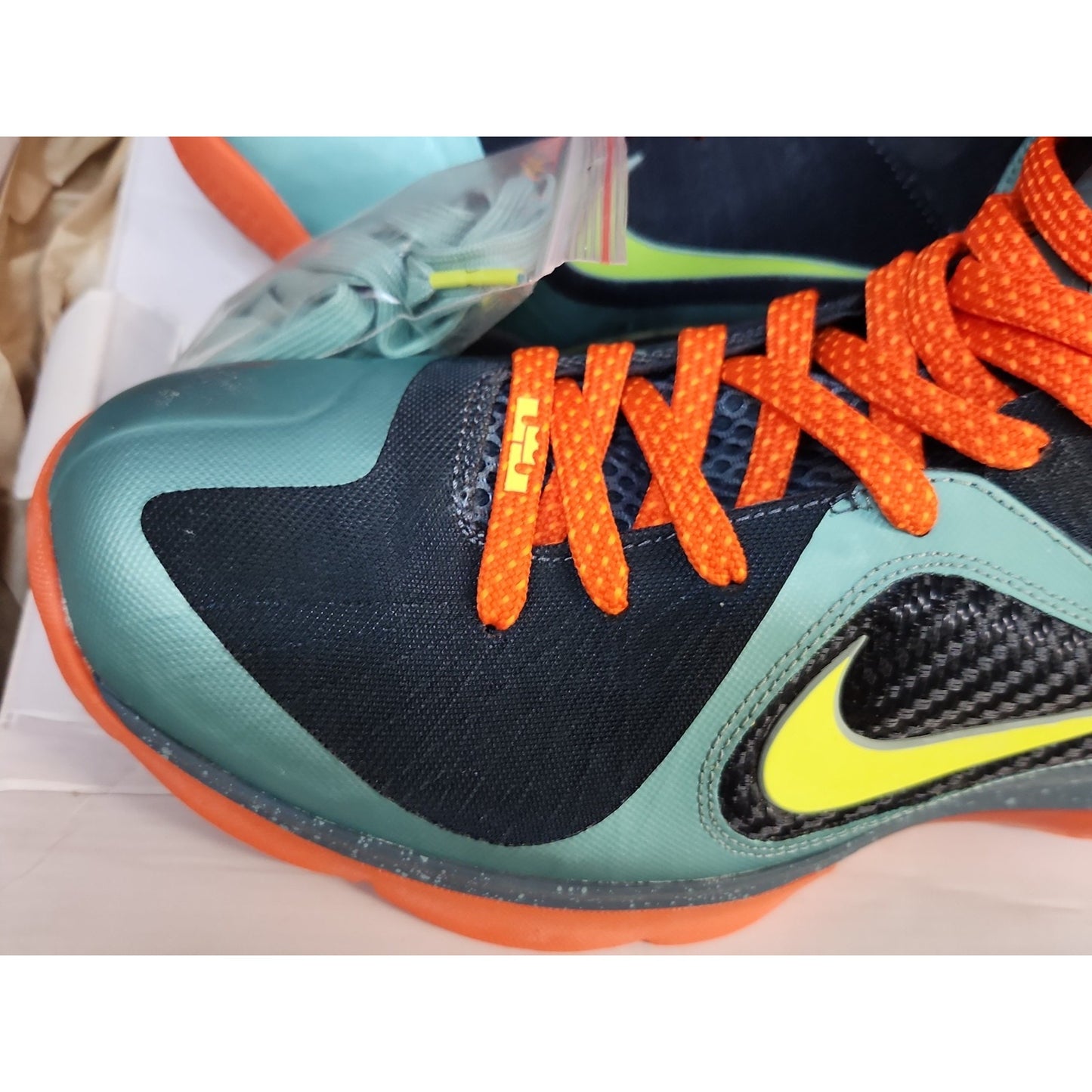 2011 Nike Zoom Lebron 9 IX Cannon Blue Orange Volt Men’s Size 12