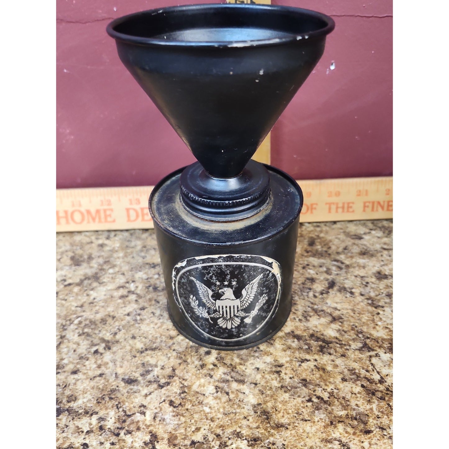 Vintage Patriotic Eagle Ashtray Smokeless Desk Tobacciana Funnel Black Metal