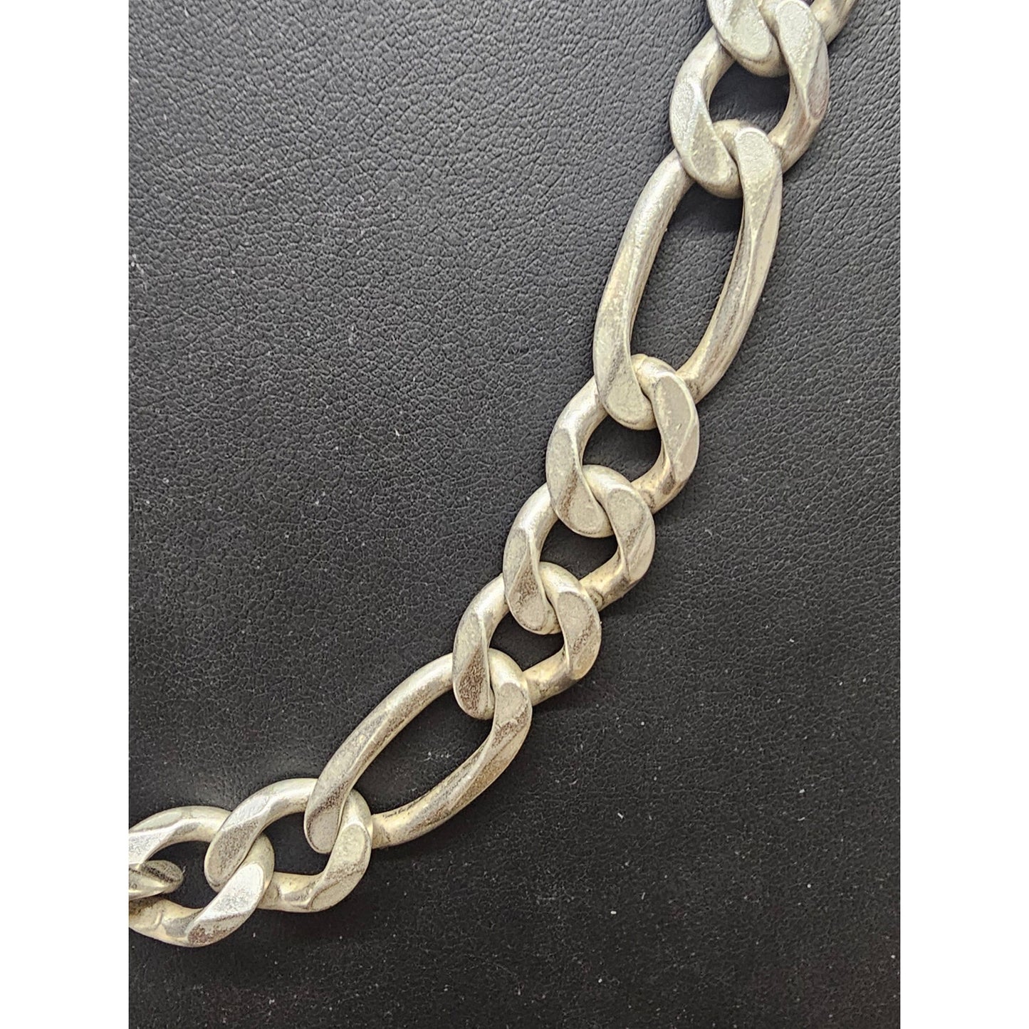 Vintage HEAVY 925 Sterling Silver Figaro Link Chain Necklace Italy