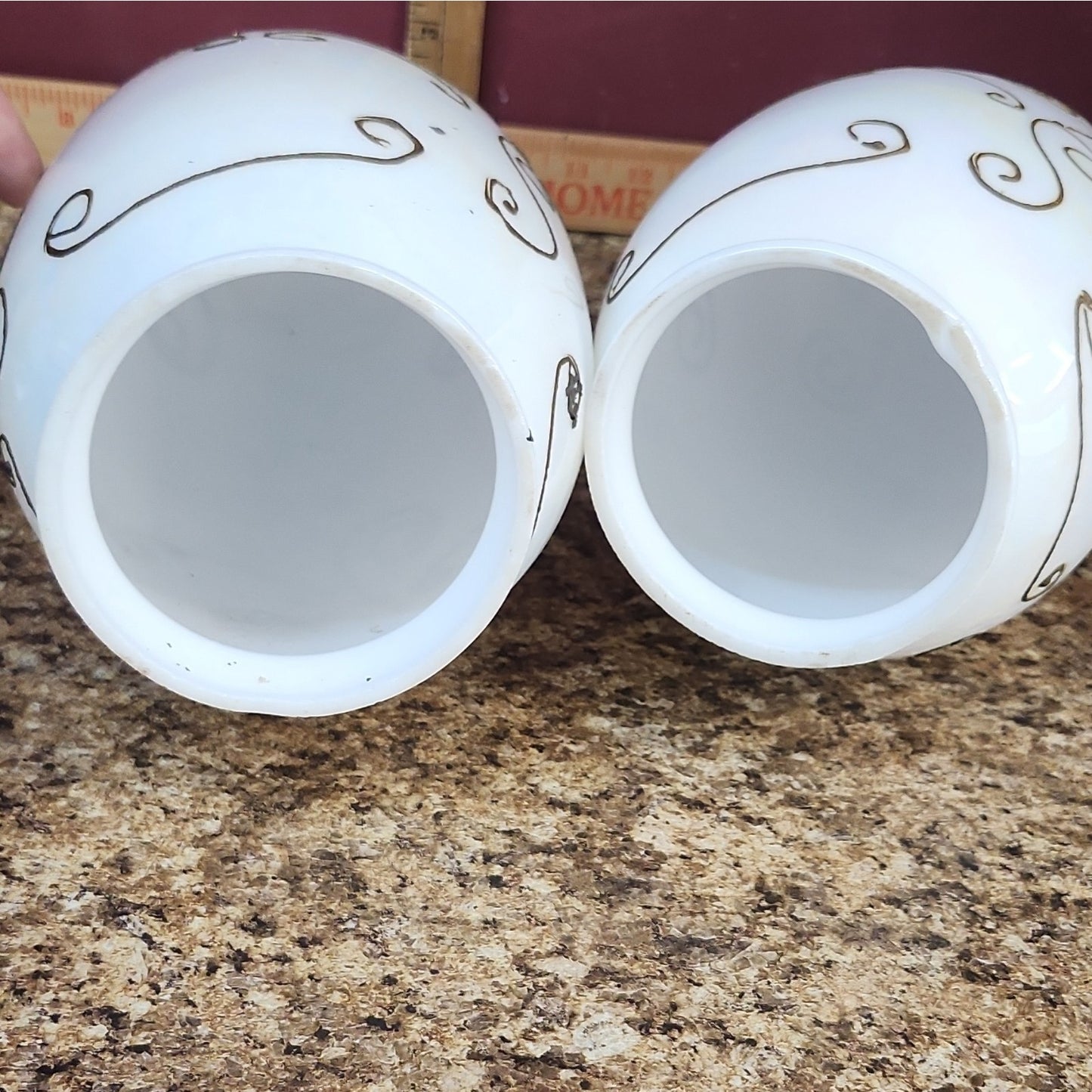 Set of 2 Iridescent White & Gold Glass Cone Lamp Shades Wall Sconce Opaline