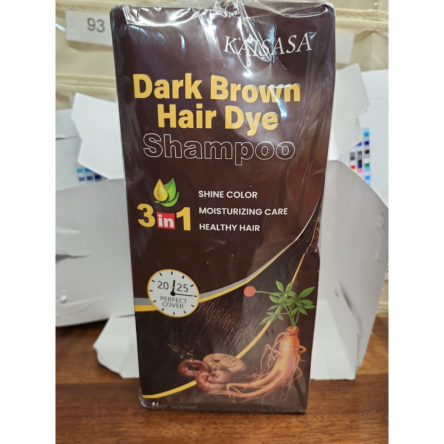KAISASA Dark Brown Hair Dye Shampoo 3 in 1, Hair Color Shampoo NIB BB 03/2028