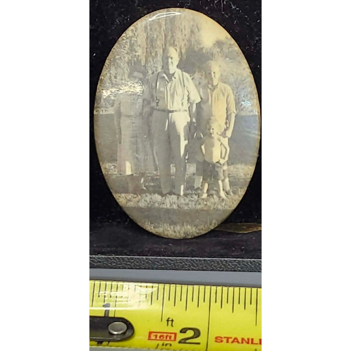 Vintage Antique Oval Celluloid Pocket Mirror Family Photo Portrait
