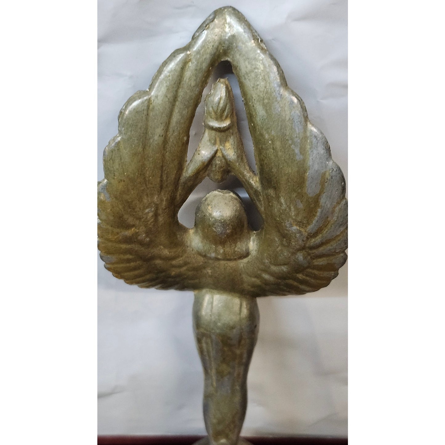 VTG Metal Trophy Torch Topper Victory Goddess Angel Figure Winged Art Deco 7.5"