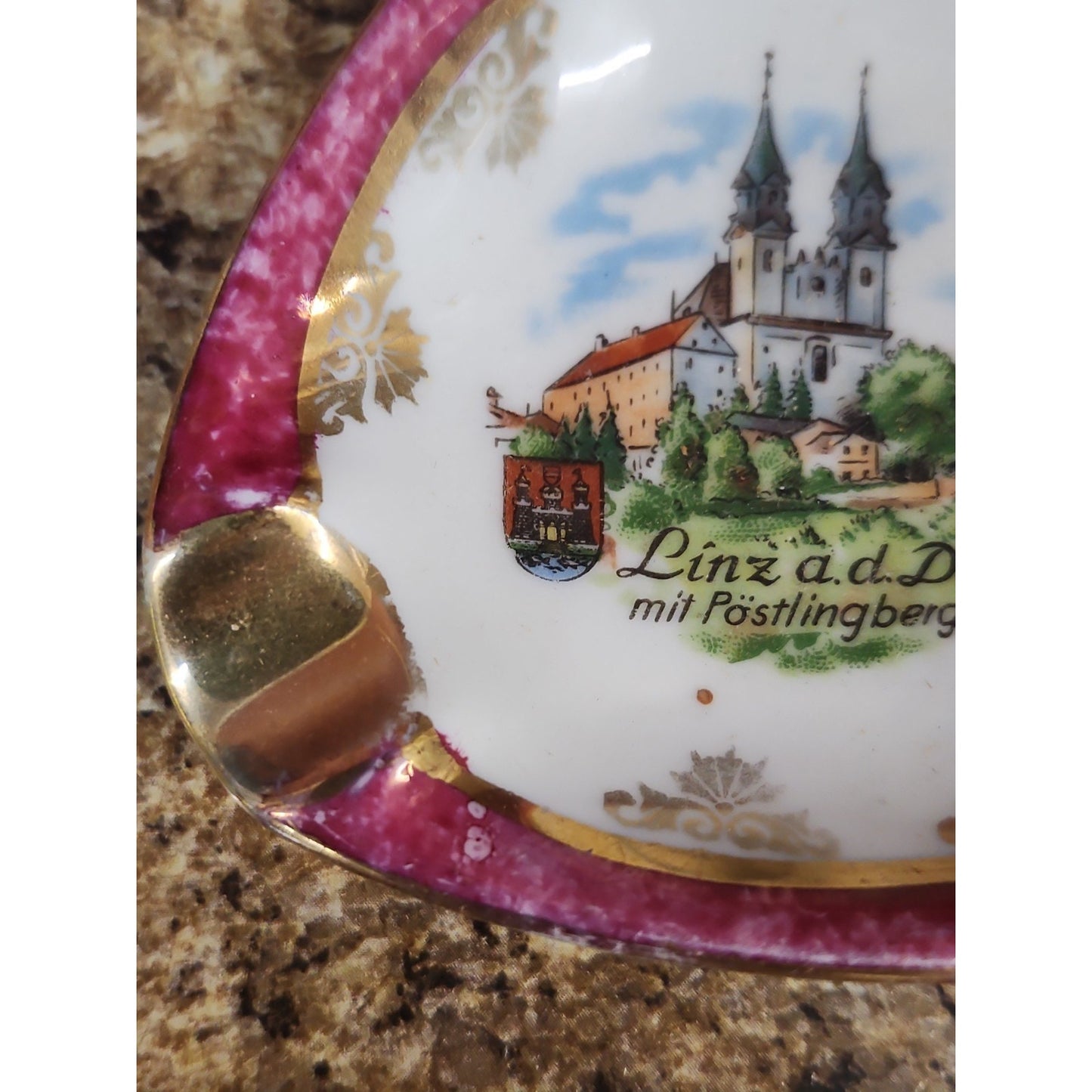 Vintage Lilien Porzellan Austria Ashtray Linz A D D Mit Postlingberg