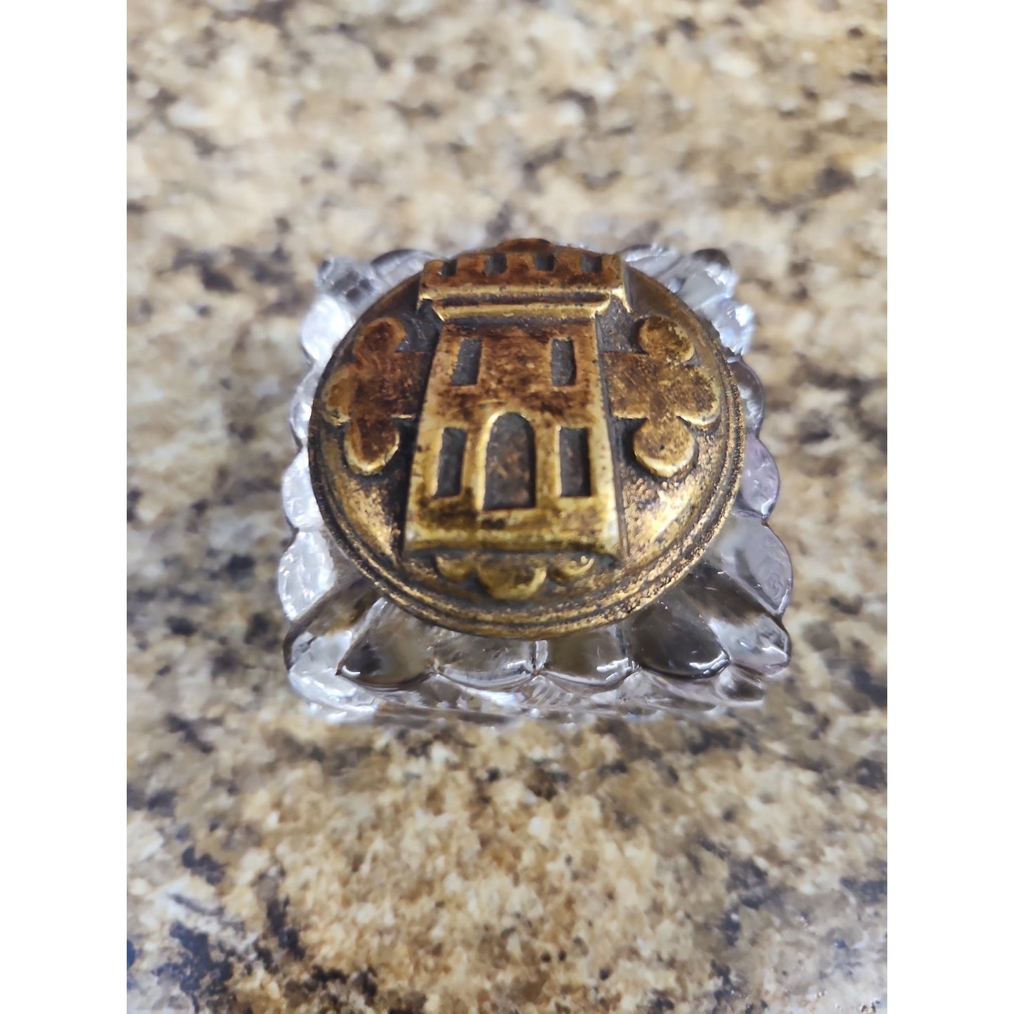 Virginia Metal Crafters Brass and Crystal Inkwell