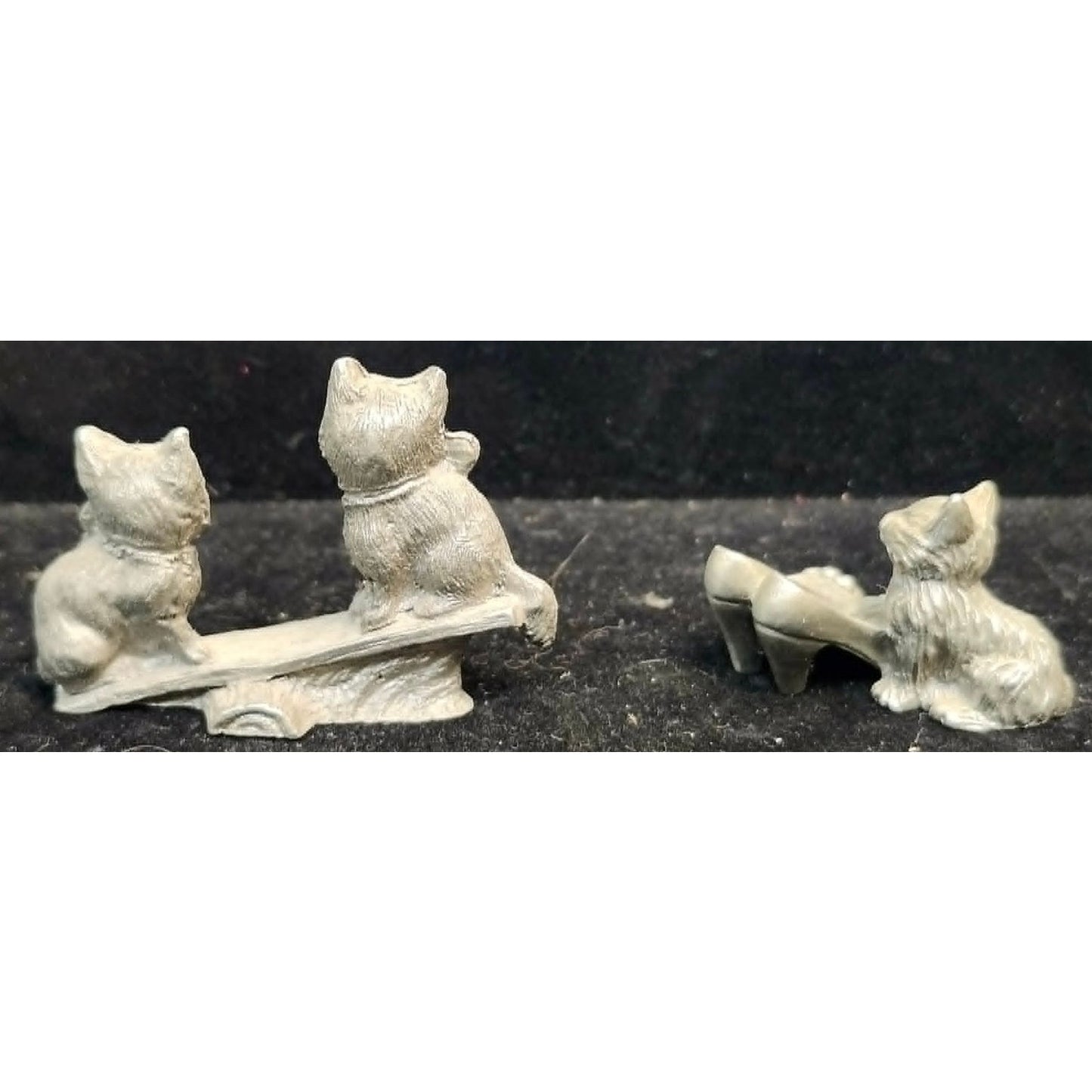 Vintage 1982 Spoontiques Fine Pewter Kittens Miniature Figurines Lot of 2 USA