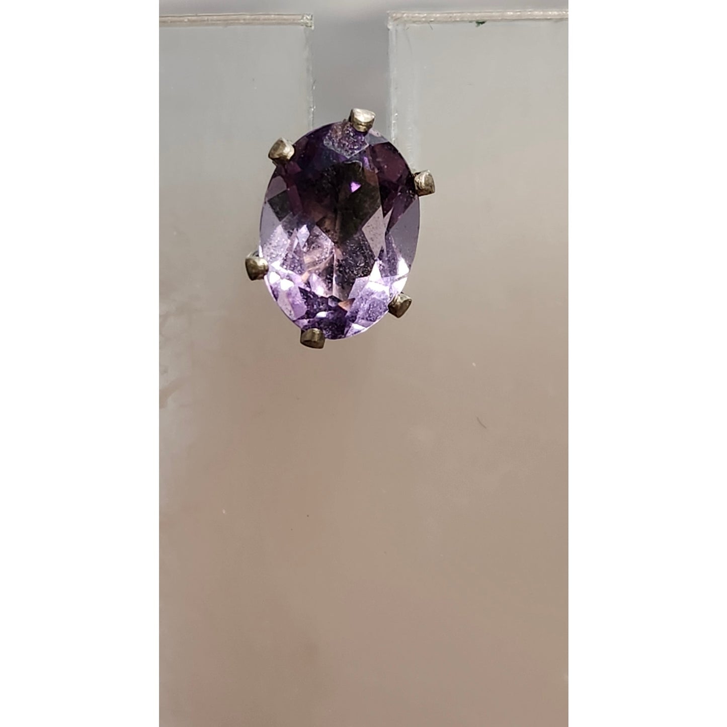Sterling Silver Amethyst Oval Cut Stud Earrings Purple Gemstone Fine Jewelry