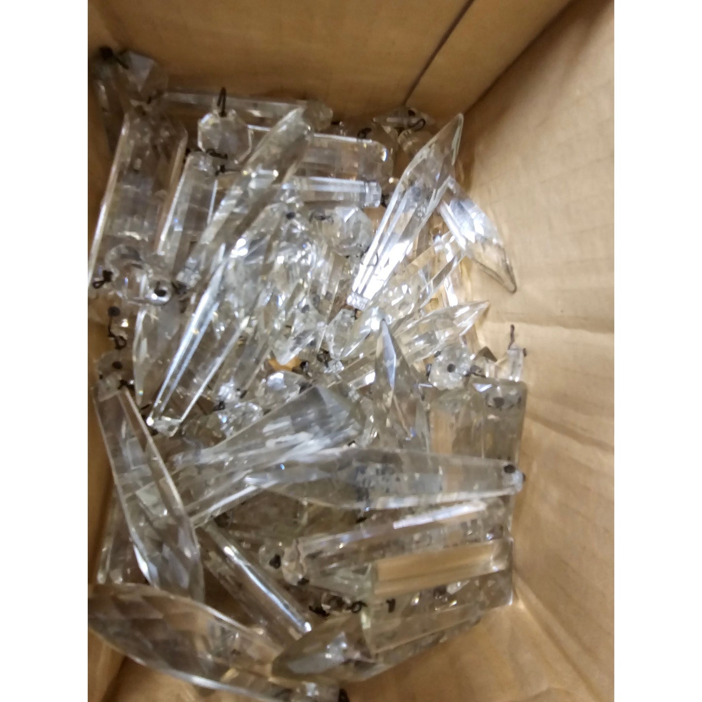 Vintage Hollywood Regency Waterfall Prism Lamp Tops Brass Deco Tamble Lamp