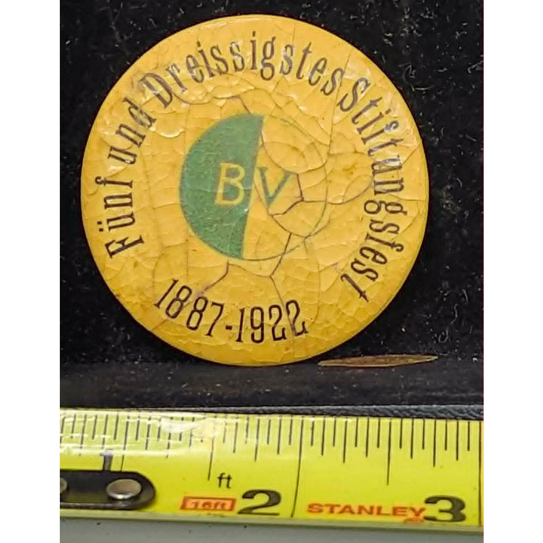 Vintage Funf und Dreissigstes Stiftungsfest 1887-1922 BV Yellow Pocket Mirror
