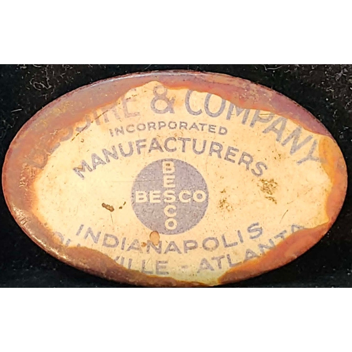 Vintage Bessire Co BESCO Pocket Mirror Advertising Celluloid Metal Indianapolis