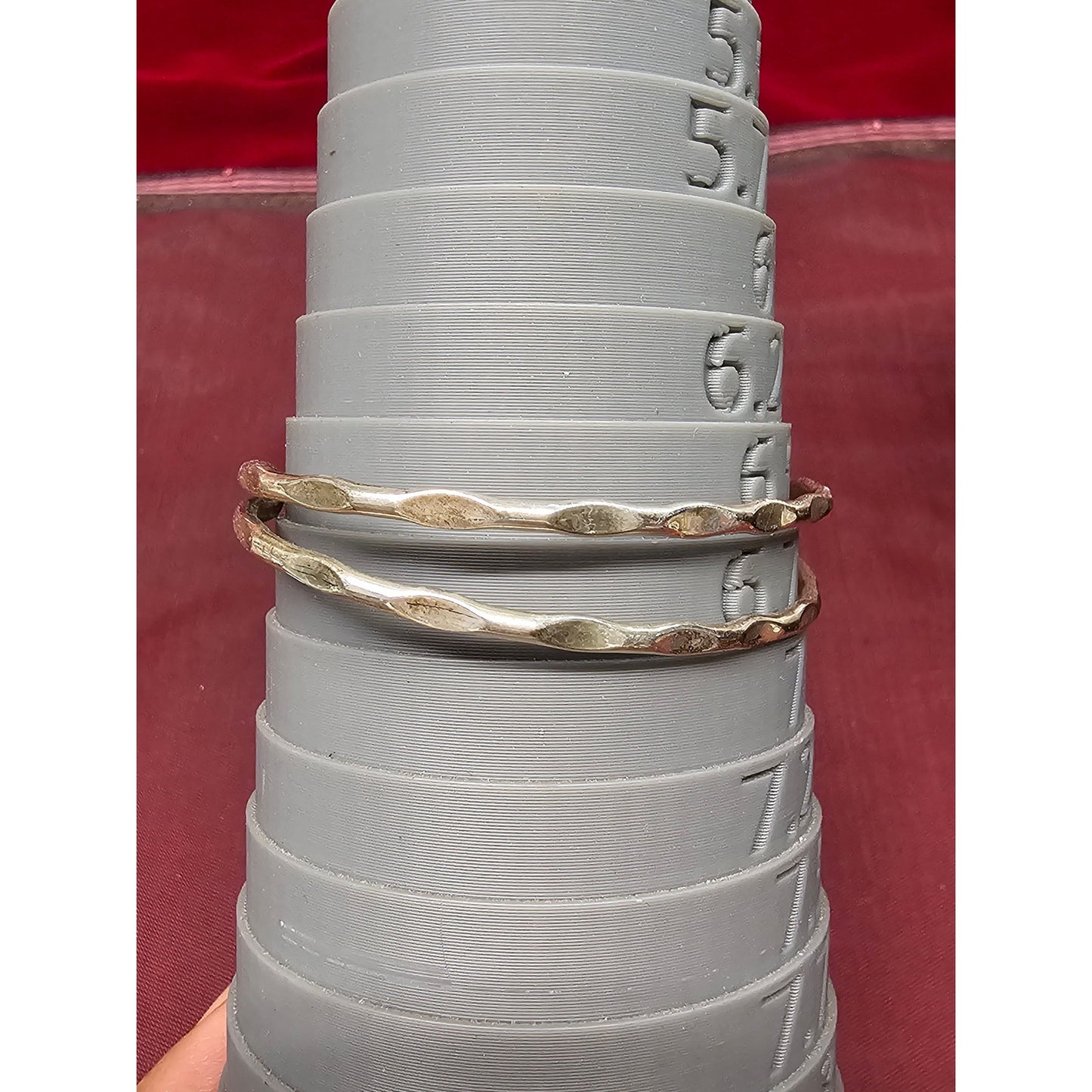 Sterling Silver Hammered Bypass Cuff Bangle Bracelet Adjustable
